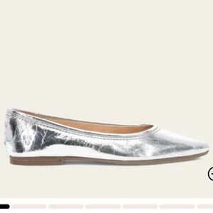 FRYE Heather Ballet Flats Metallic Silver Pointed Toe Size 8 suede & leather